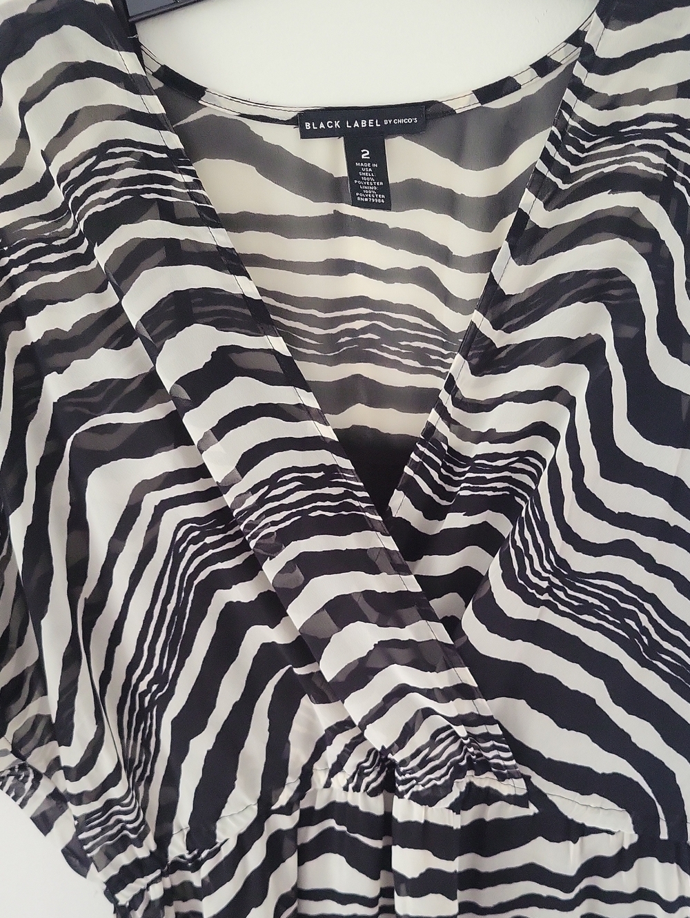 Chicos Black Label Zebra Floor Length Maxi Dress w/Slip, SIZE 2